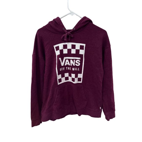 Vans Tops - Vans Women's Checkerboard Off The Wall Long Sleeve Hoodie Burgundy‎ Size L